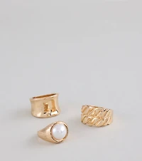 Golden Glow Statement Ring Set