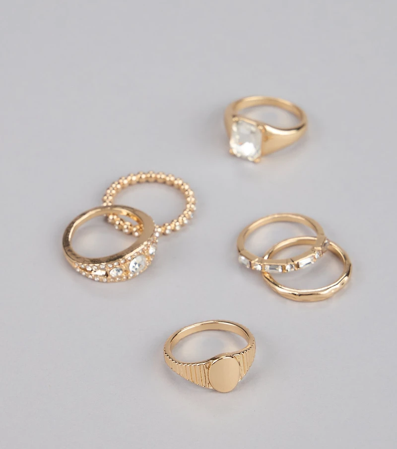 Effortless Shine Rhinestone Ring Set