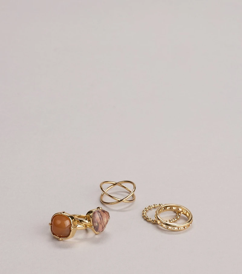 All The Mix Stone Ring Set