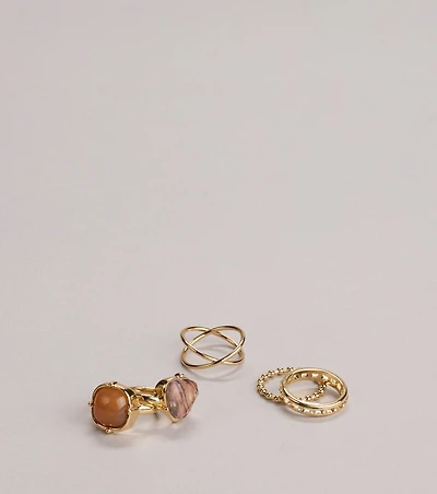 All The Mix Stone Ring Set