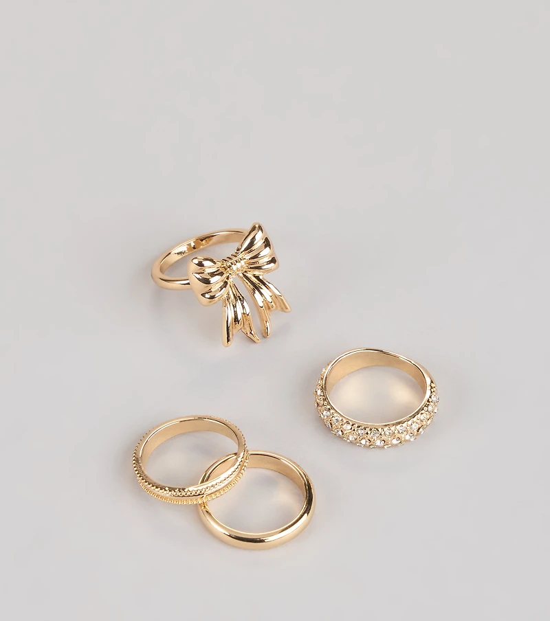 Tied To Shine Four-Piece Ring Set