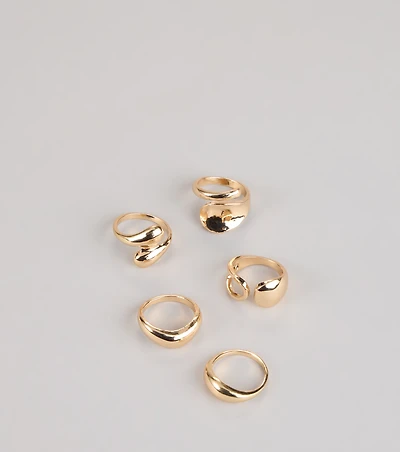Golden Drama Ring Set