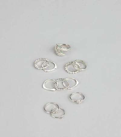 Effortlessly Extra Rhinestone Ring Set