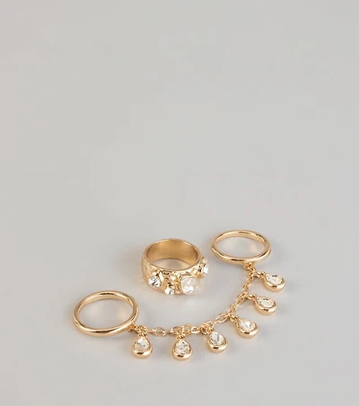 Golden Drip Chain Ring Set