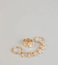 Golden Drip Chain Ring Set