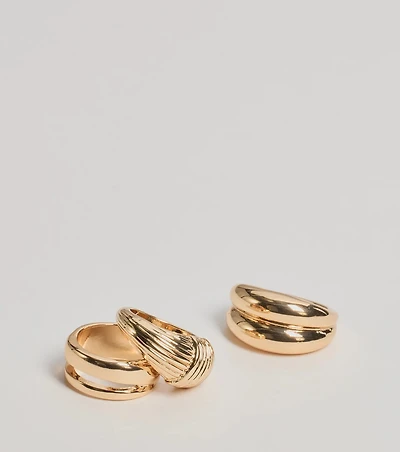 Chic Muse Statement Three-Pack Ring Set