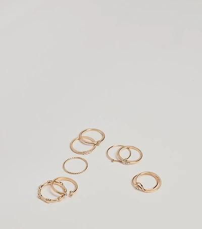 Sleek Trend Rhinestone Multi Ring Pack