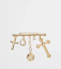 Glorious Perfection Cross Rhinestone Charm Brooch