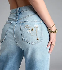 Glowing Beauty Heart Rose Charm Brooch