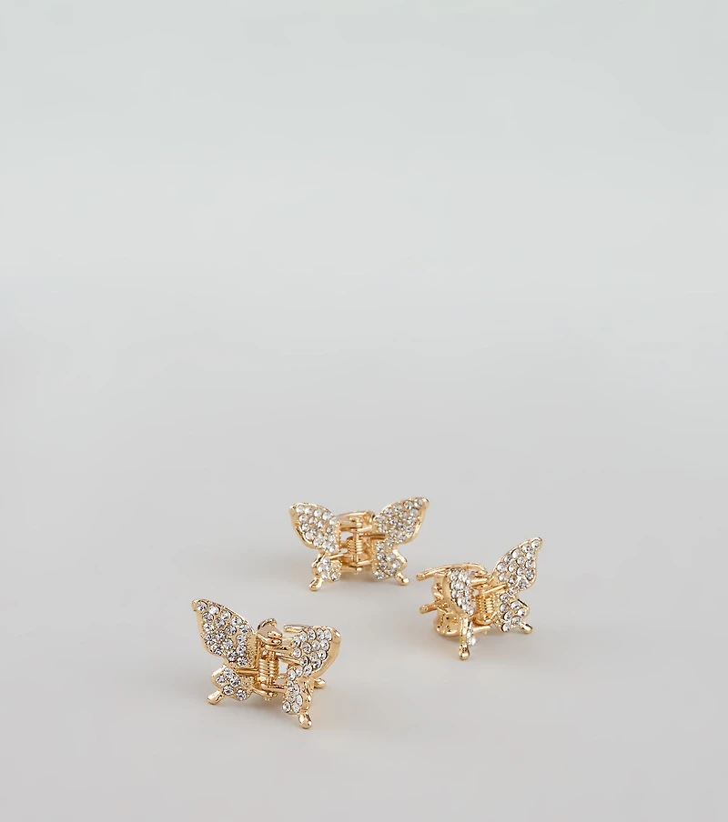 Rhinestone Flutter Butterfly Hair Clips