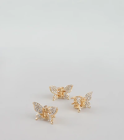 Rhinestone Flutter Butterfly Hair Clips