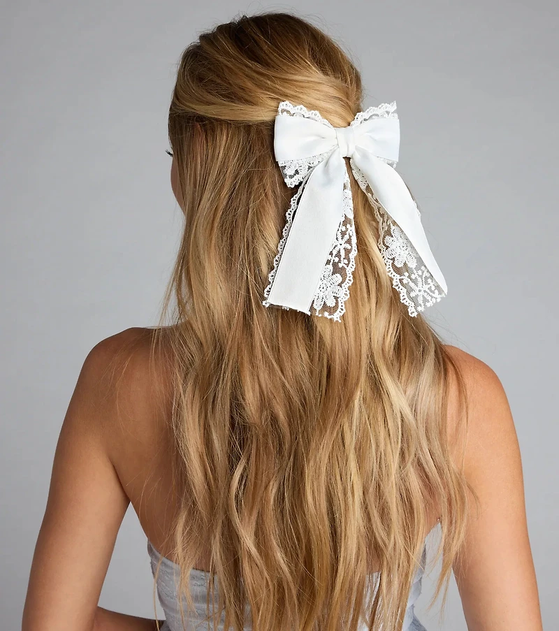 Eternal Sweetness Lace Ribbon Hair Bow Clip