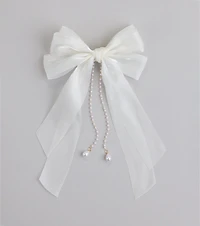 Ever So Charmed Hair Bow With Pearl Chain