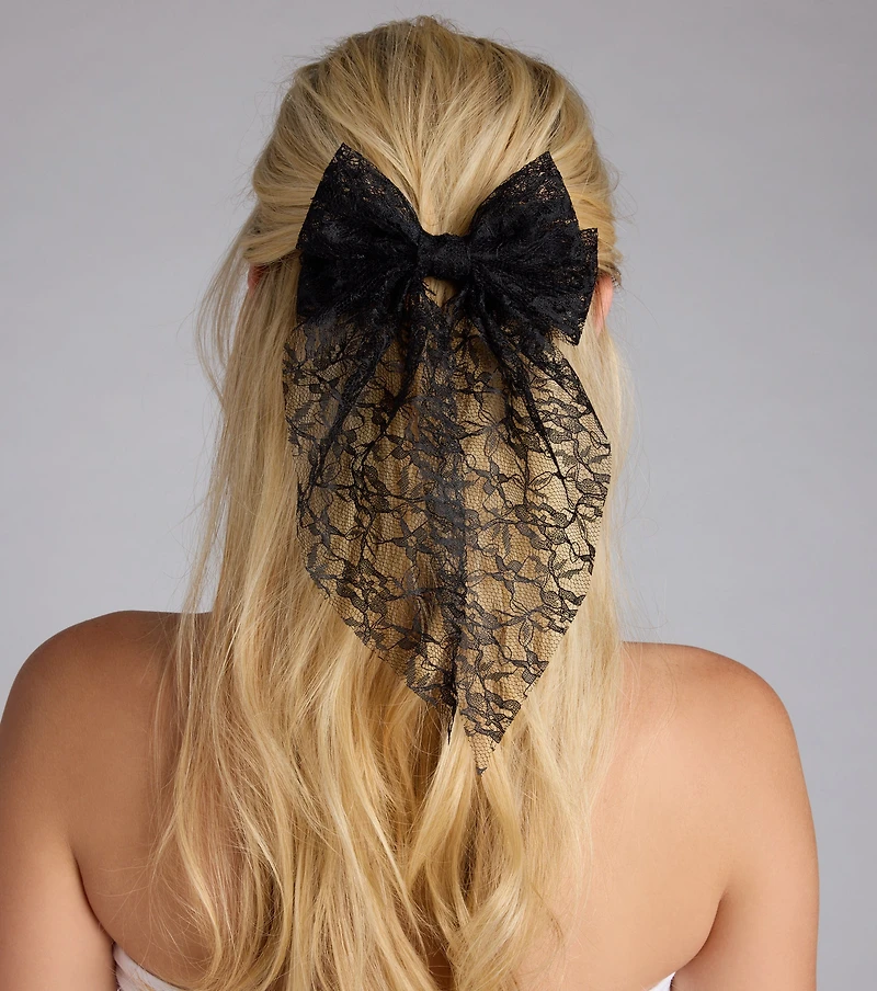 Here For Romance Lace Hair Bow Clip