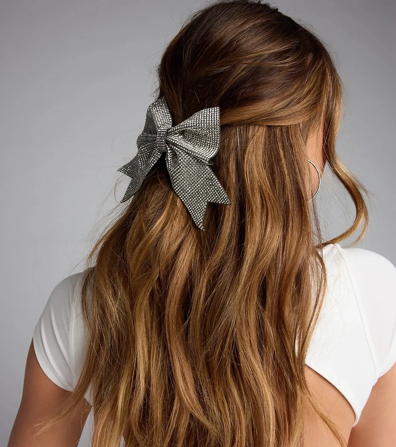 Dearly Glam Rhinestone Bow Hair Clip