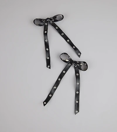 Cute Rebel Studded Bow Hair Clips