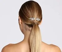 Leafy Rhinestone Hair Combs