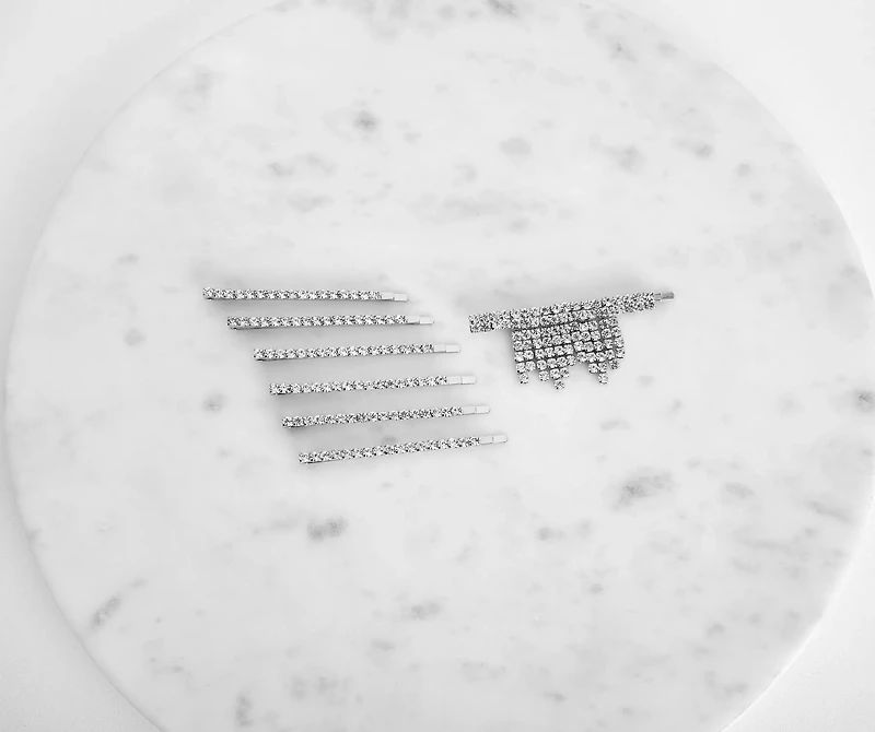 Rhinestone Fringe Bobby Pin 7 Pack