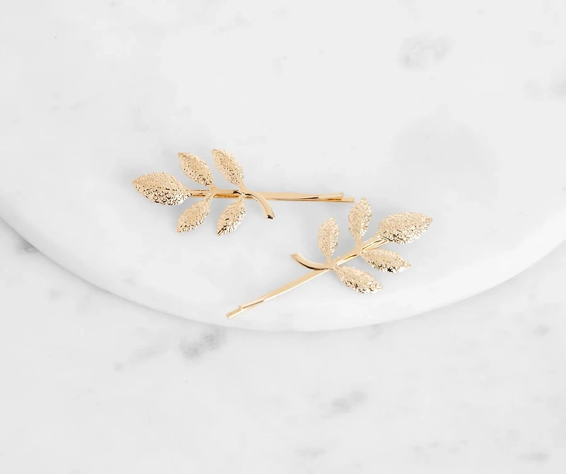 Gold Leaf Bobby Pins 2 Pack