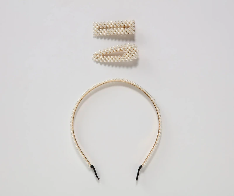 Preppy And Posh Pearl Hair Accessory Set