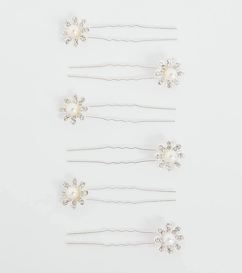 Elegant And Chic Pearl Flower Barrette Set