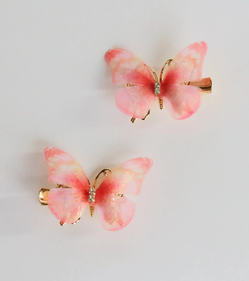 Sunset Pretty Ombre Butterfly Two-Piece Hair Clips