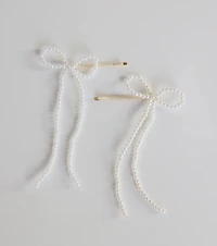 Captivating In Two Pack Faux Pearl Hair Bow Bobby Pins