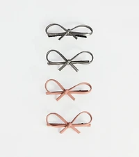 Sleek Chic Faux Leather Hair Bow Clip Set