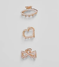 Luxe Locks Faux Pearl Three Pack Hair Clip Set