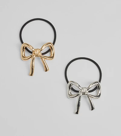 Sleek Charm Two-Pack Hair Bow Elastic Set