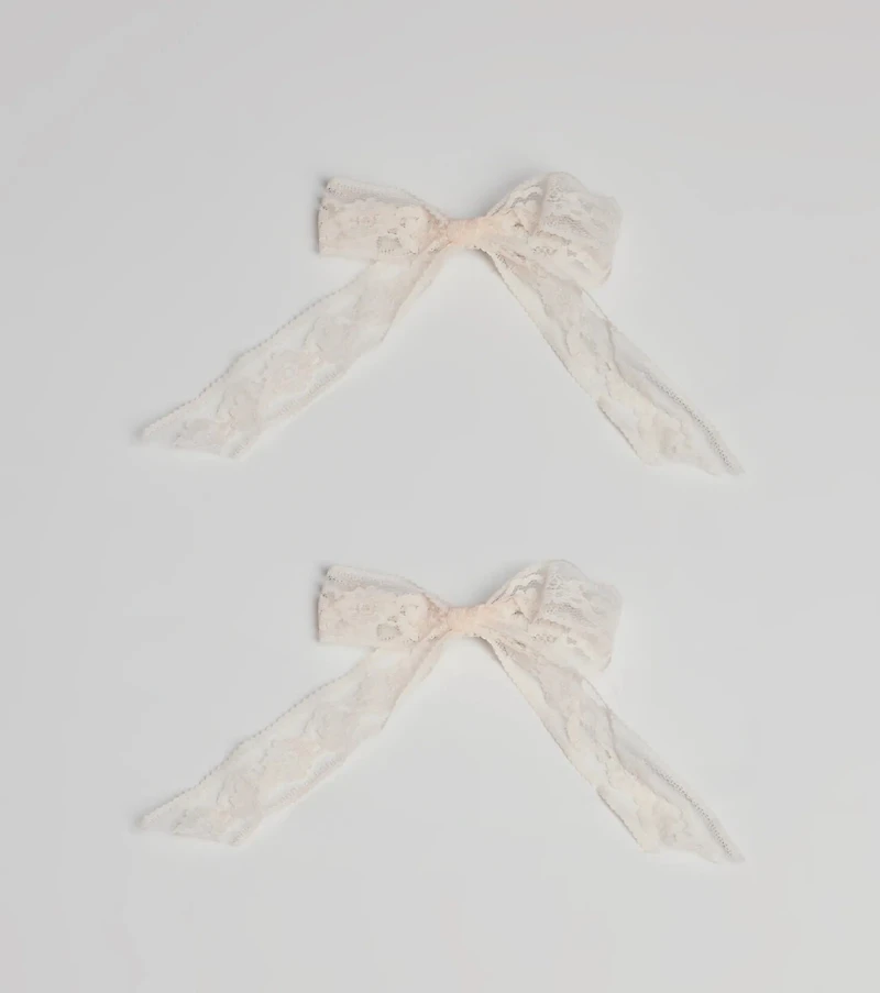 Coveted Charm Floral Lace Hair Bow Clip Set