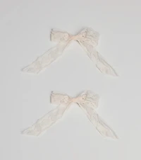 Coveted Charm Floral Lace Hair Bow Clip Set