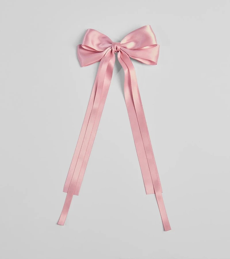 Sleek Sophistication Satin Long Hair Bow