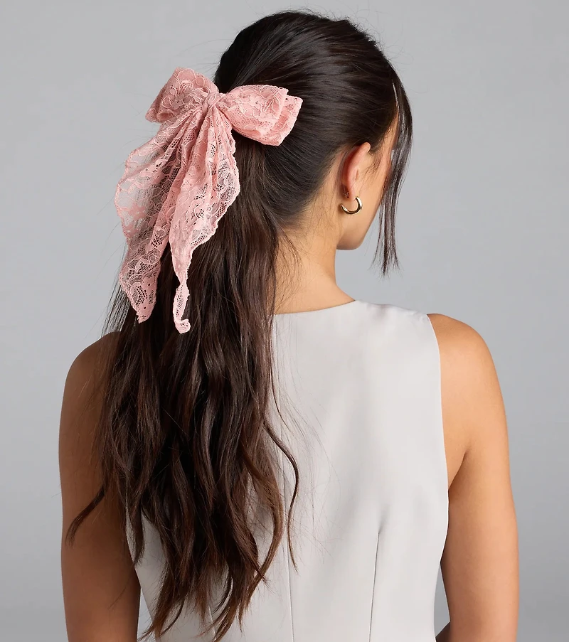So Cutesy Long Lace Hair Bow