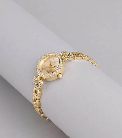 Always Glowing Rhinestone Trim Watch