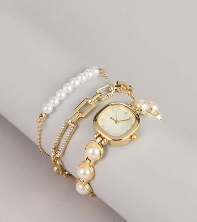Pretty Busy Watch And Bracelet Set