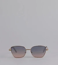 Too Glam To Shade Square Rhinestone Trim Sunglasses