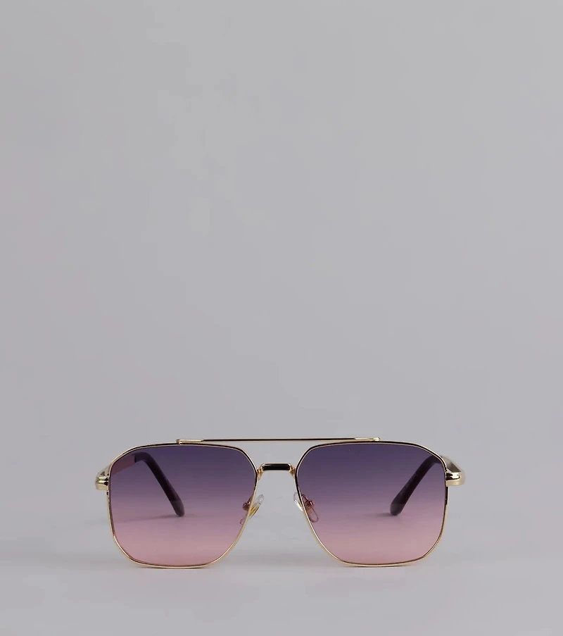 Sunset Drip Retro Aviator Sunglasses