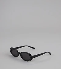 No Paparazzi Please Oval Rhinestone Sunglasses
