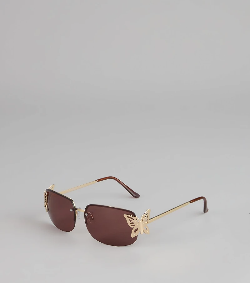 Dreamy Winged Rimless Sunglasses