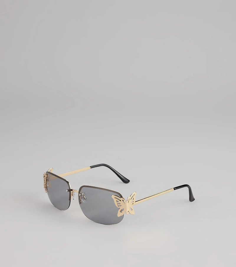 Dreamy Winged Rimless Sunglasses