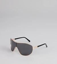 Wave Frame Oversized Shield Sunglasses