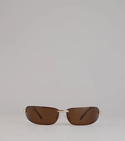 Sleek Confidence Curved Rectangle Sunglasses