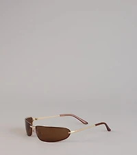 Sleek Confidence Curved Rectangle Sunglasses