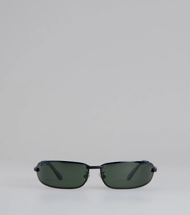 Sleek Confidence Curved Rectangle Sunglasses