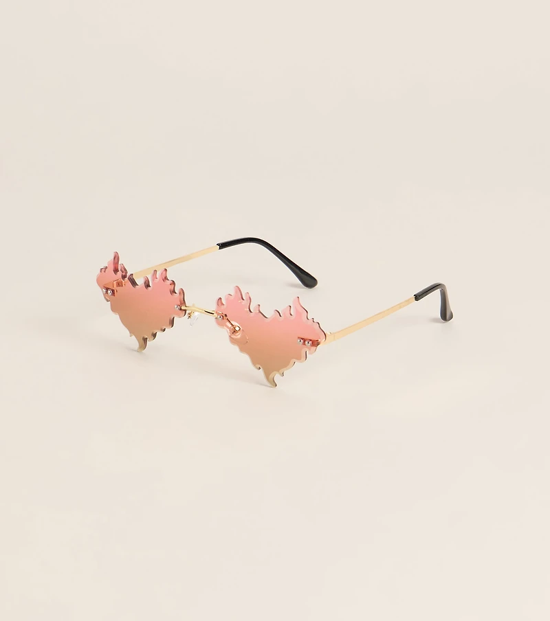 Hotter Than Plans Flame Rimless Sunglasses
