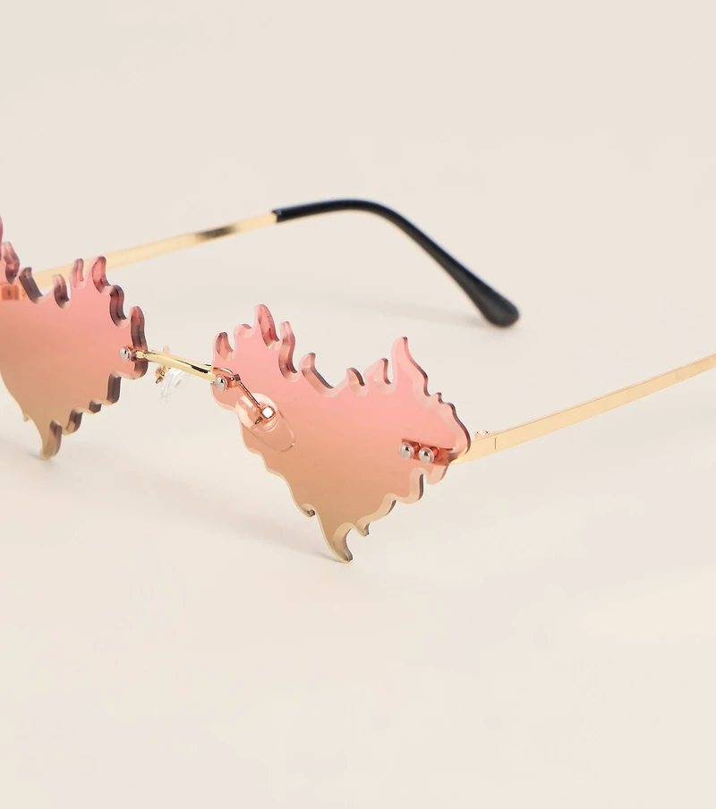 Hotter Than Plans Flame Rimless Sunglasses