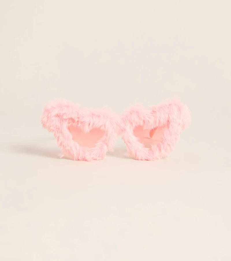 Love at First Look Faux Fur Heart Sunglasses