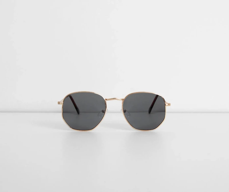 Back At It Hexagon Round Sunglasses