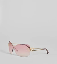 Stole Your Heart Charms Shield Sunglasses